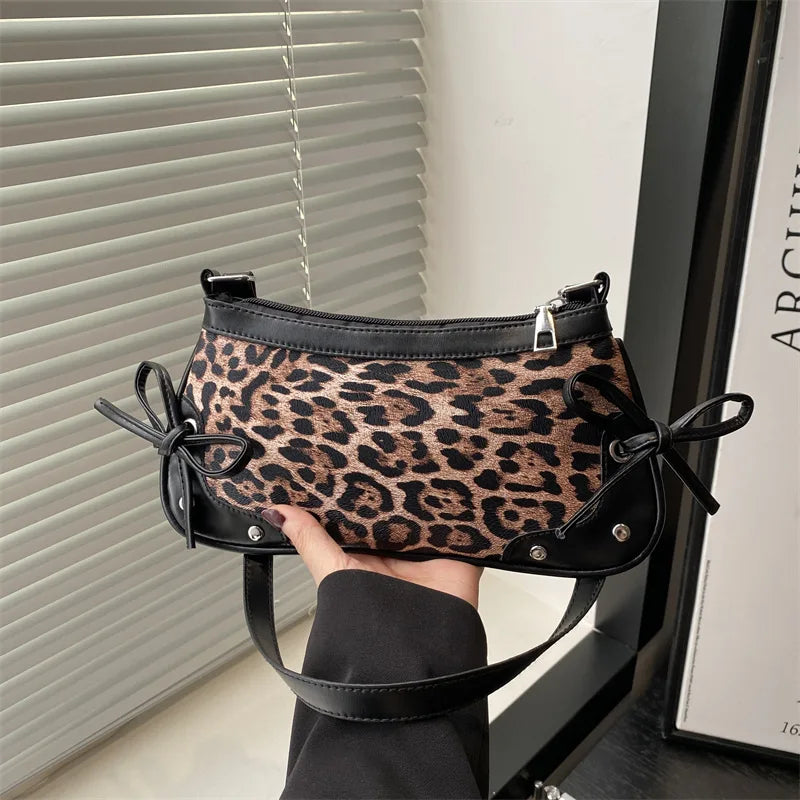 New Armpit Bag Trendy Shoulder Bag Sweet Double Bow Handbag Women's Bag Retro Simple Fashion Armpit Bags-4